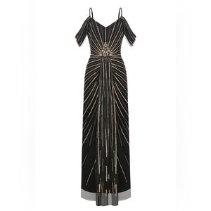 Elegant Black and Gold Maxi roaring 20’s Dress